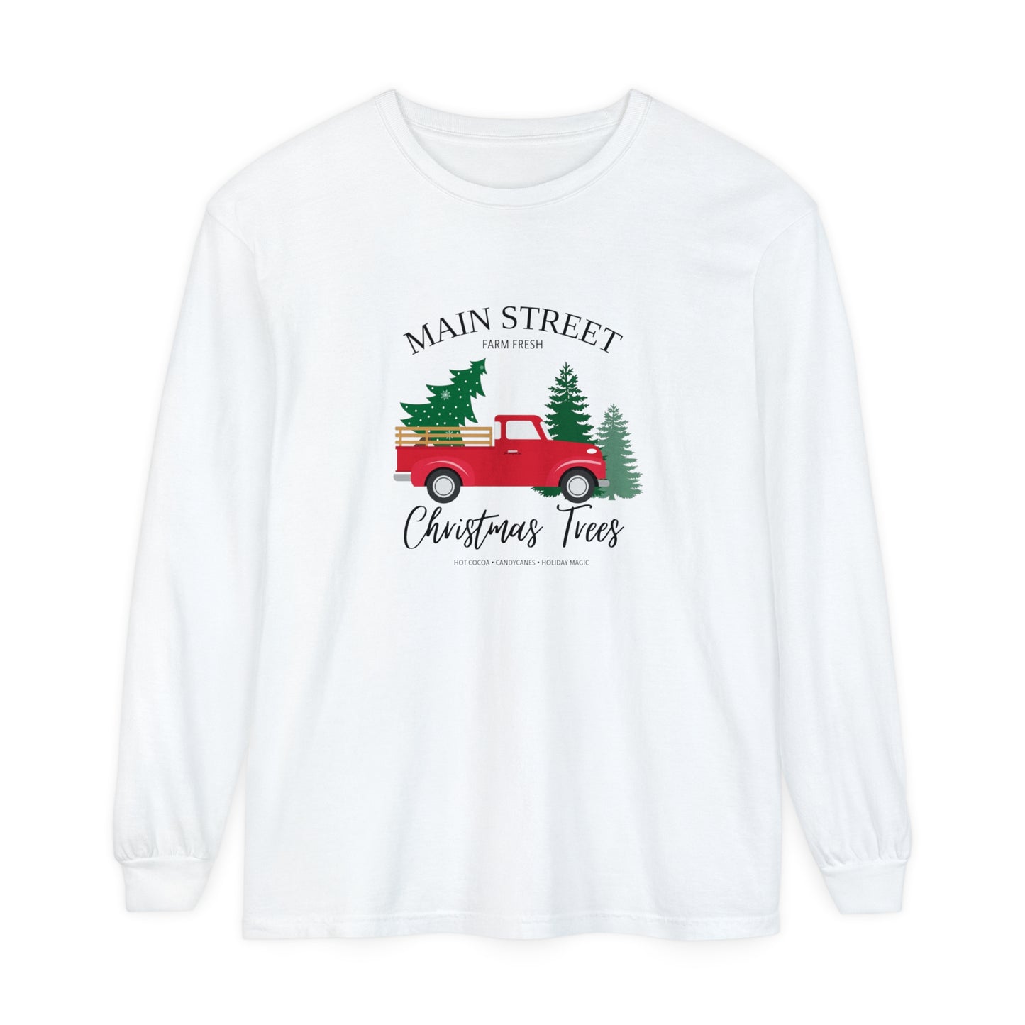 Main Street Christmas Trees Long Sleeve T-Shirt