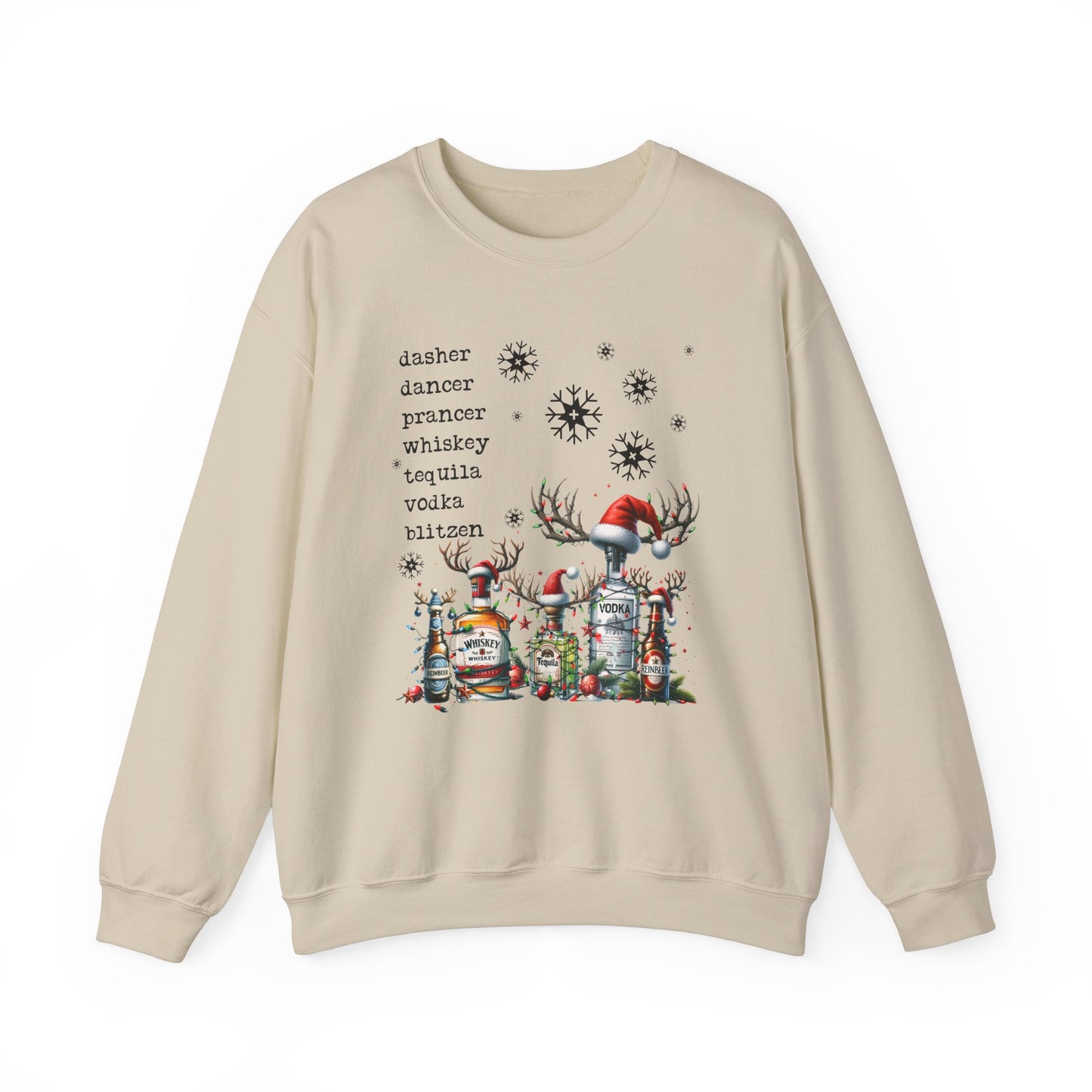 dasher, dancer, tequila, vodka Crewneck Sweatshirt