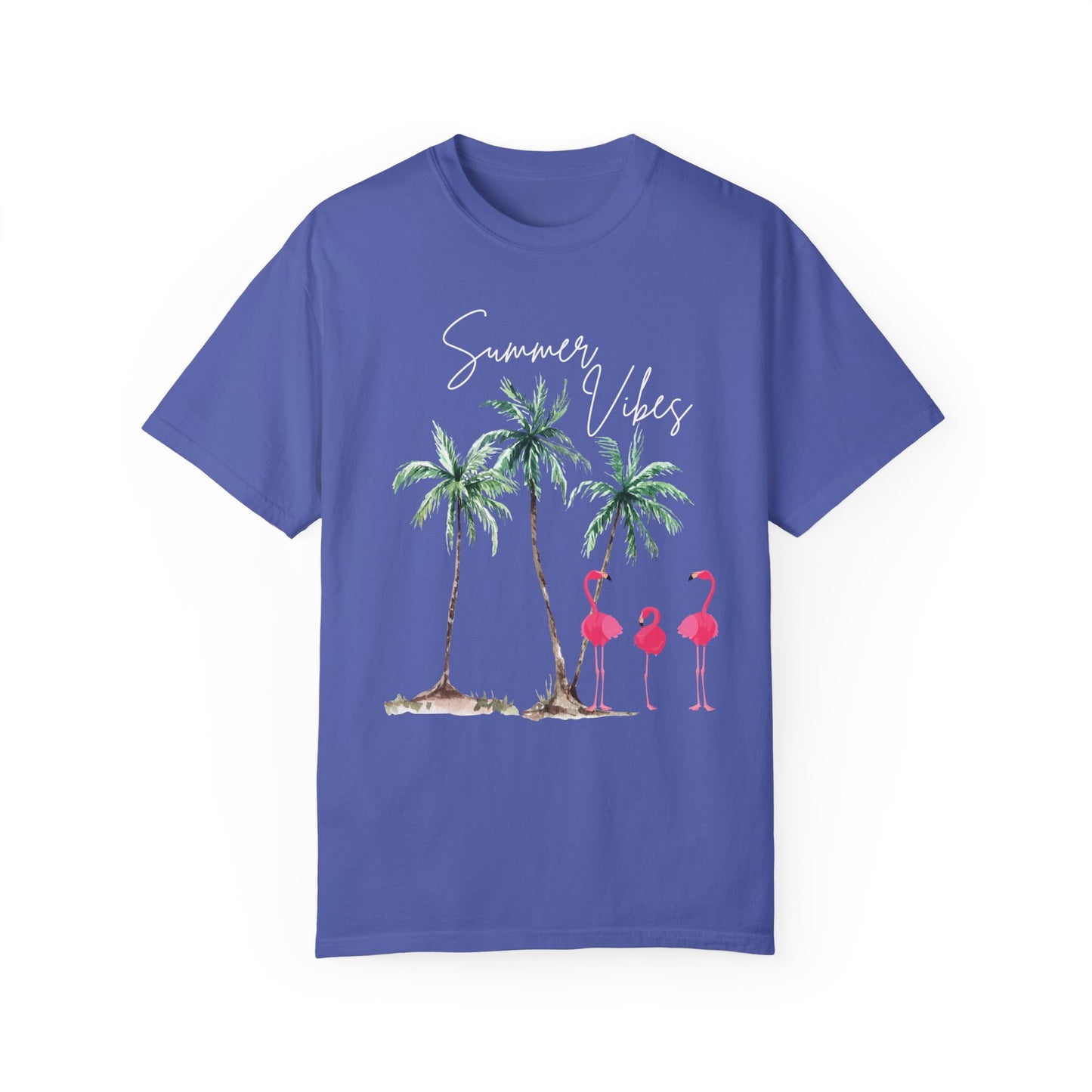 Summer Vibes Palms and Flamingos T-Shirt