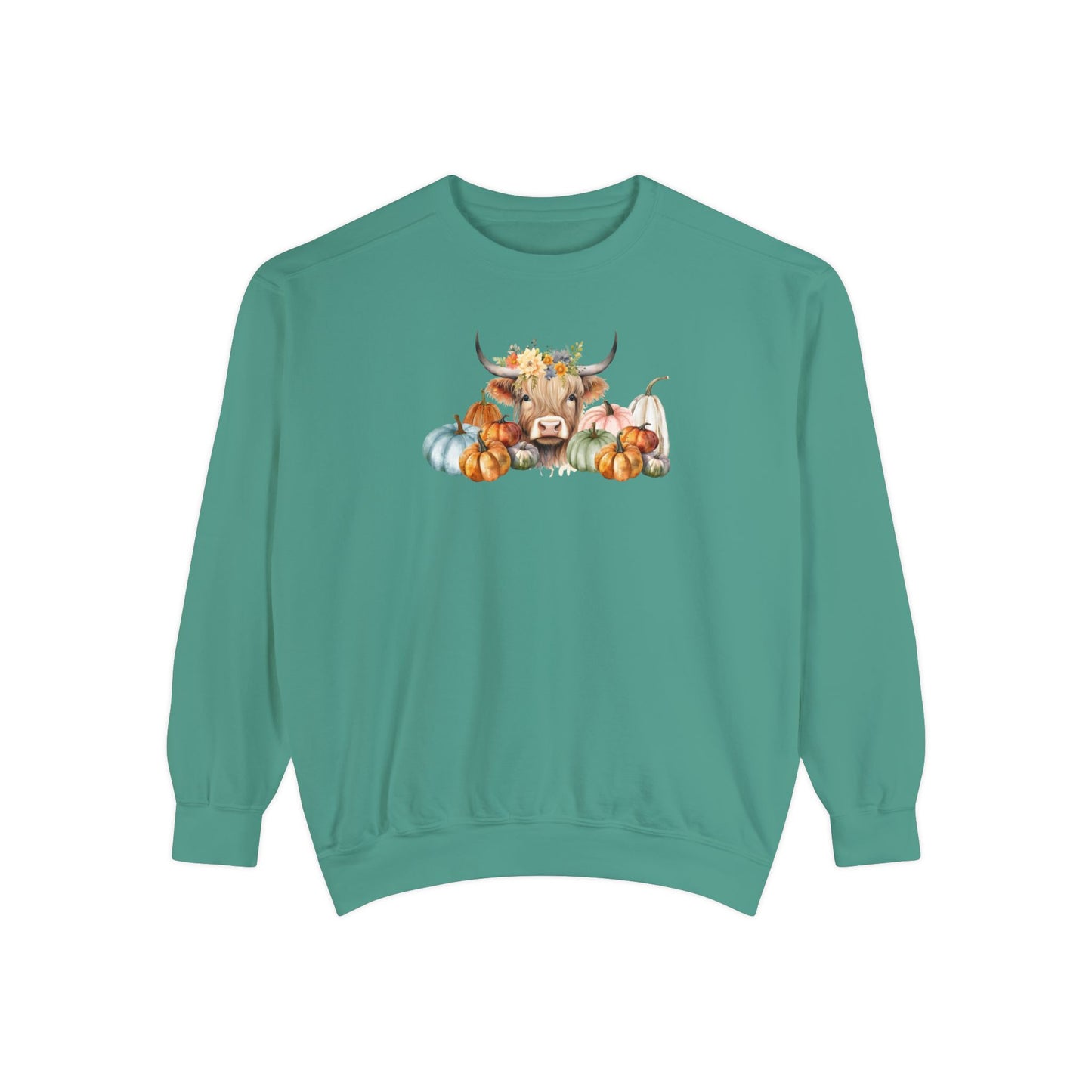 Highland Cow with Pumpkins Sweatshirt