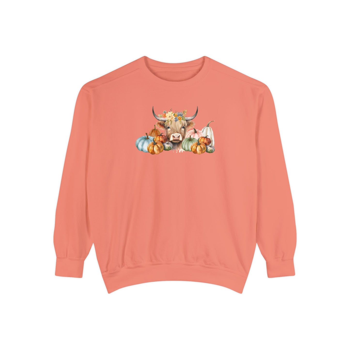 Highland Cow with Pumpkins Sweatshirt