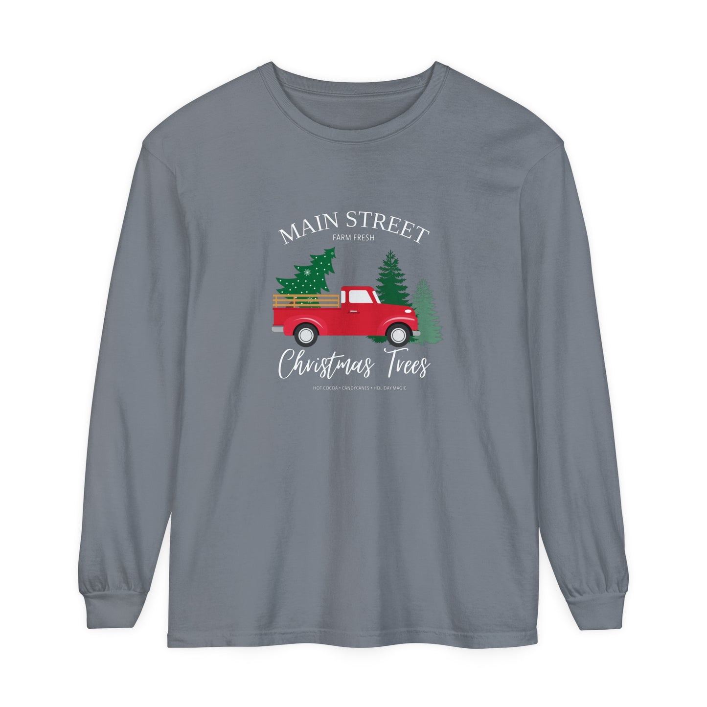 Main Street Christmas Trees Long Sleeve T-Shirt