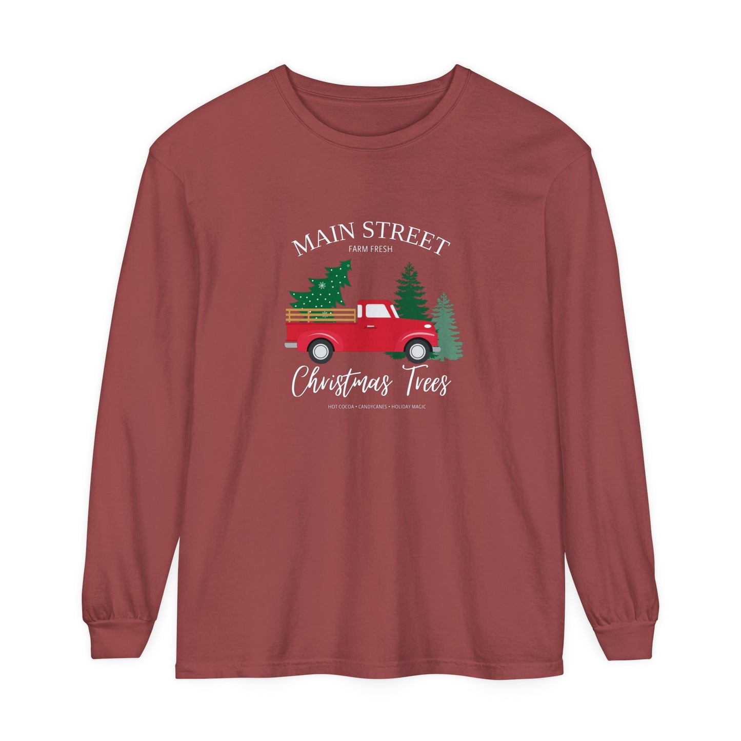 Main Street Christmas Trees Long Sleeve T-Shirt