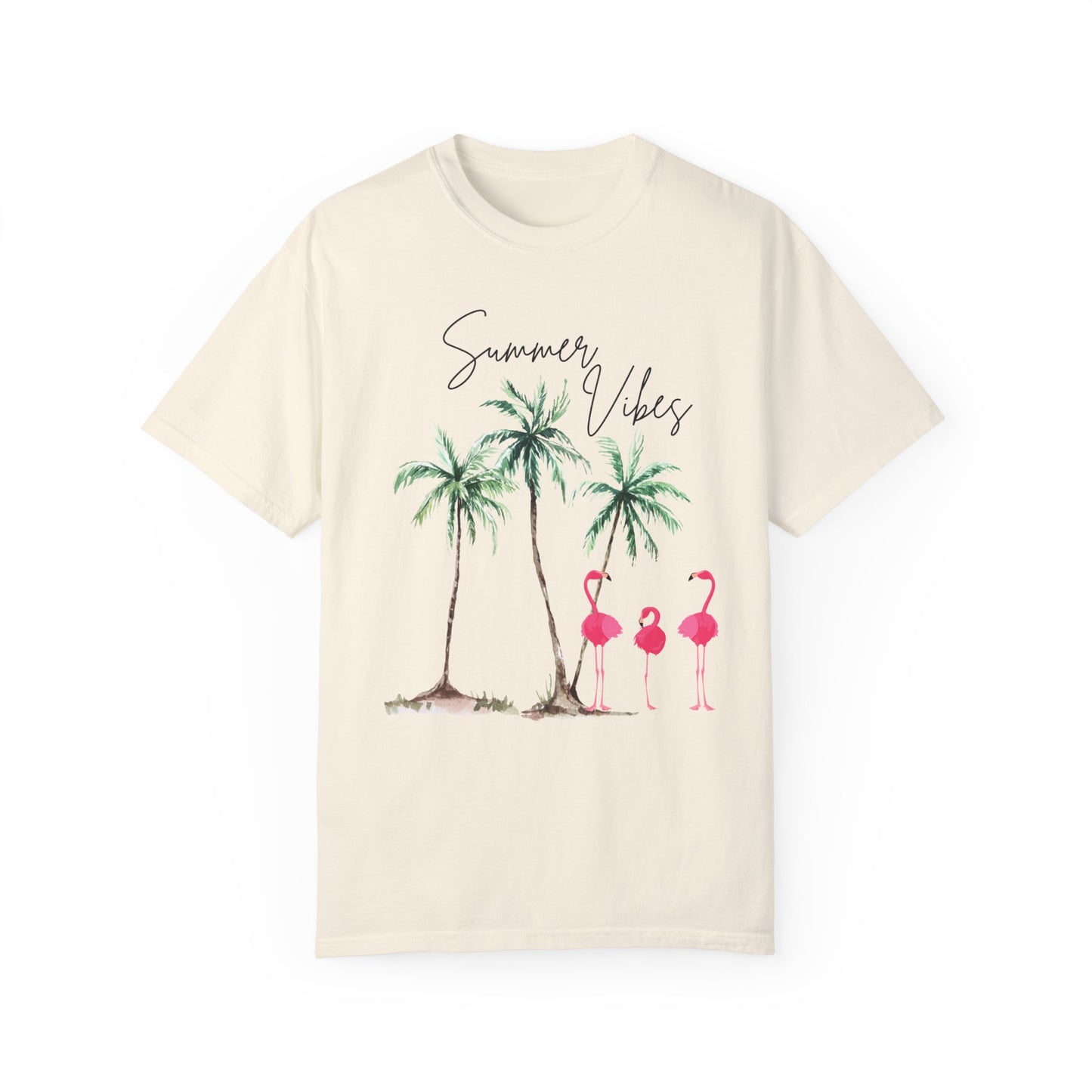 Summer Vibes Palms and Flamingos T-Shirt