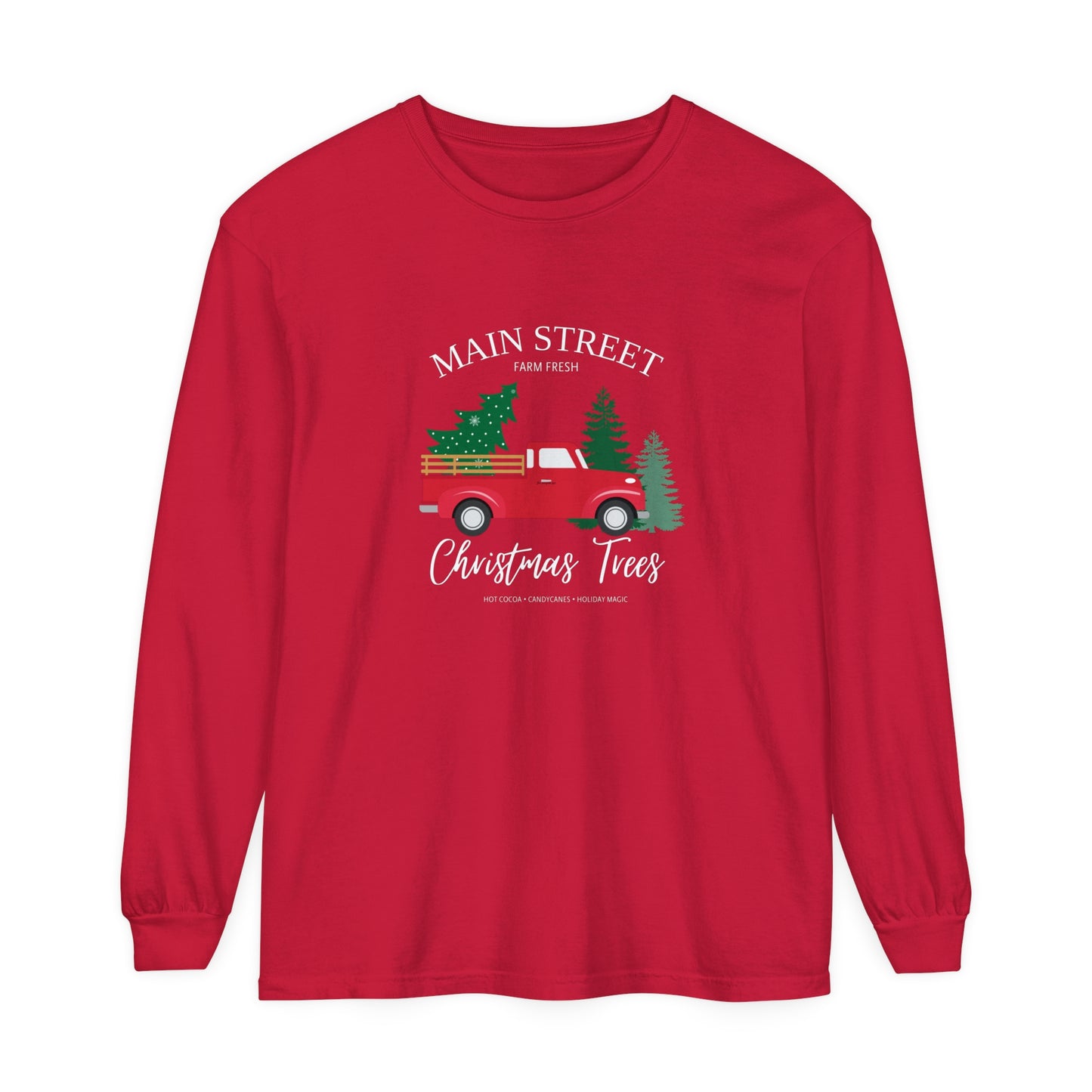 Main Street Christmas Trees Long Sleeve T-Shirt