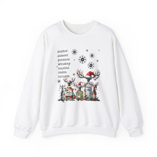 dasher, dancer, tequila, vodka Crewneck Sweatshirt