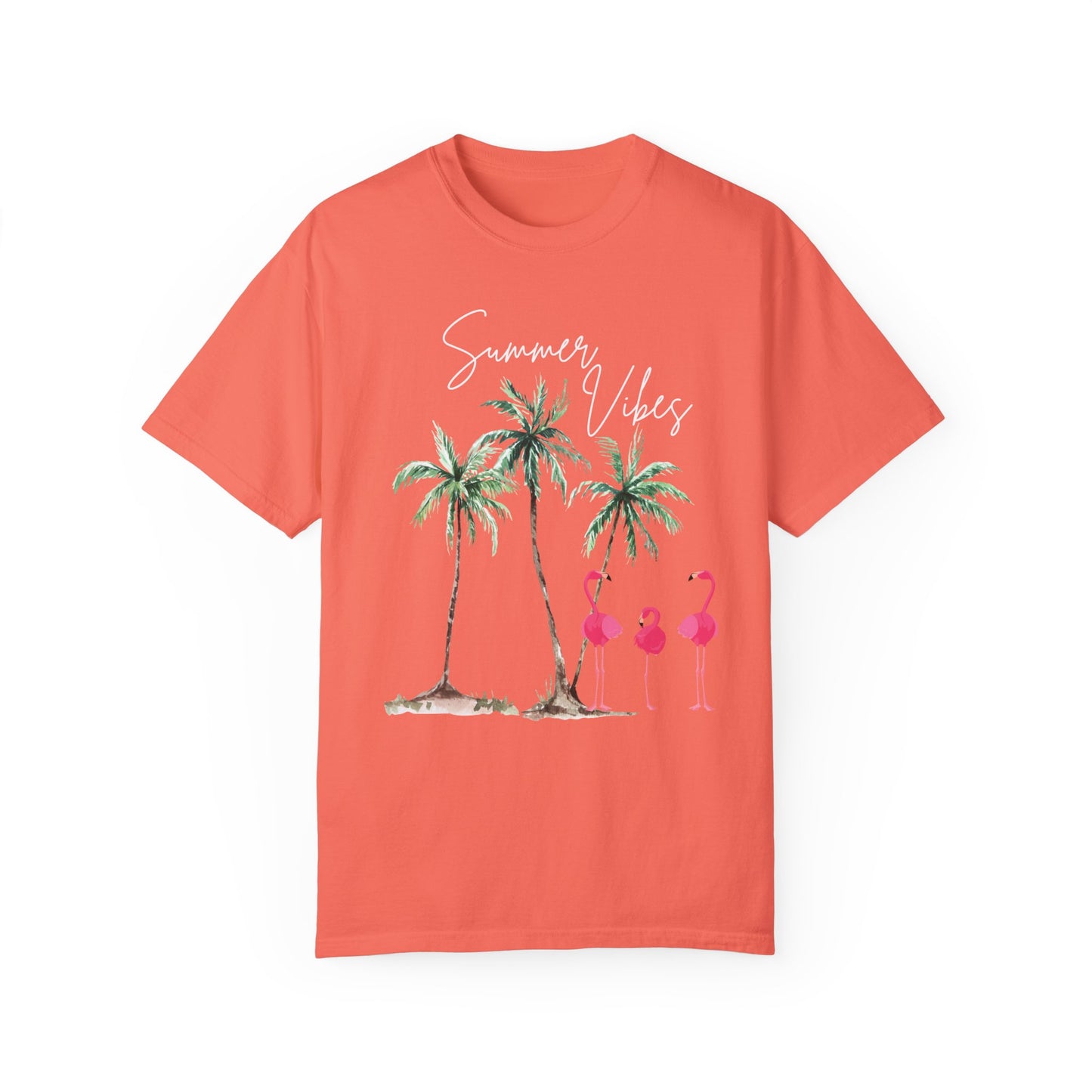 Summer Vibes Palms and Flamingos T-Shirt