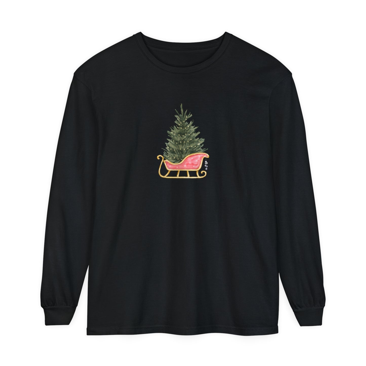 Christmas Tree in Sleigh Long Sleeve T-Shirt