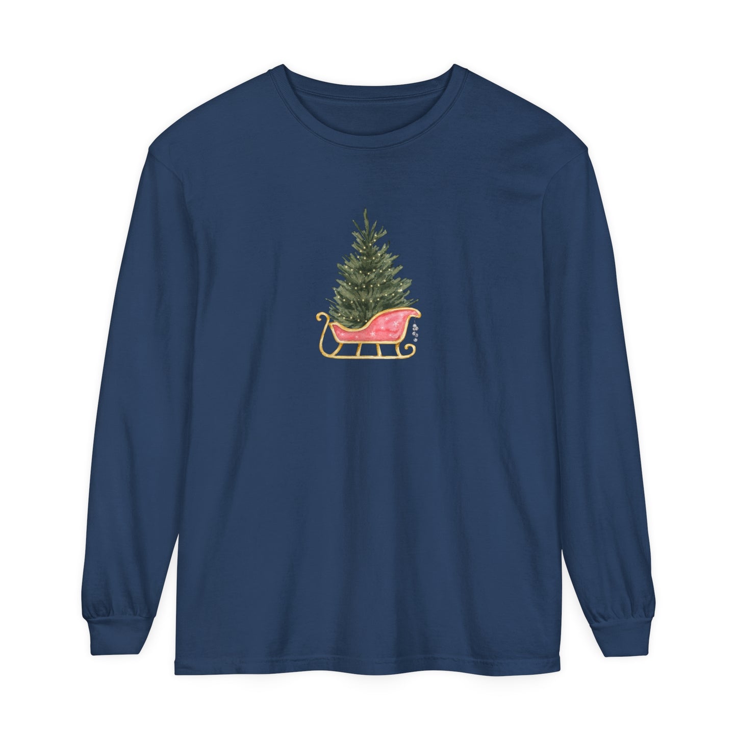 Christmas Tree in Sleigh Long Sleeve T-Shirt