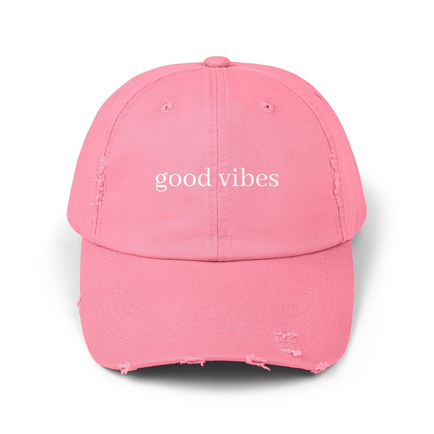 Good Vibes Unisex Distressed Hat