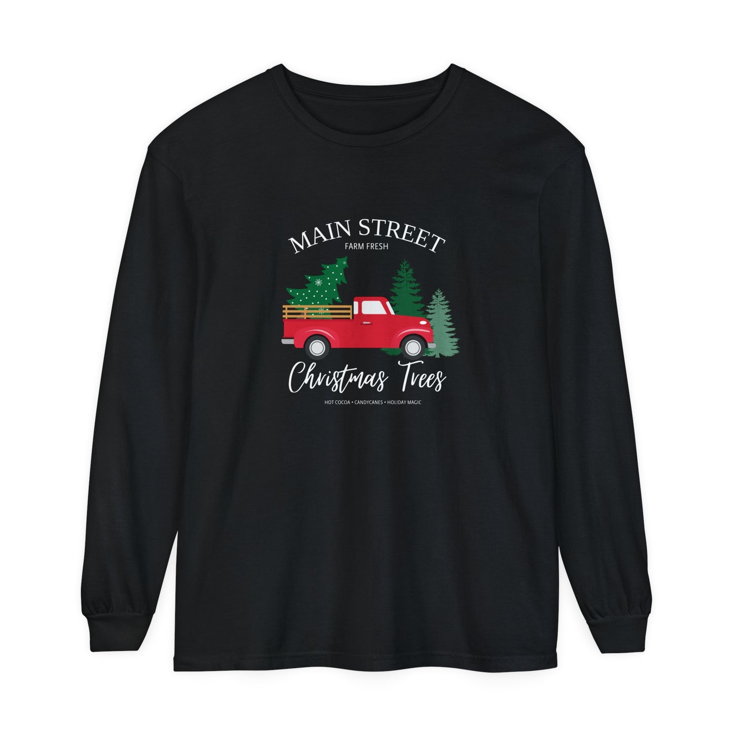 Main Street Christmas Trees Long Sleeve T-Shirt