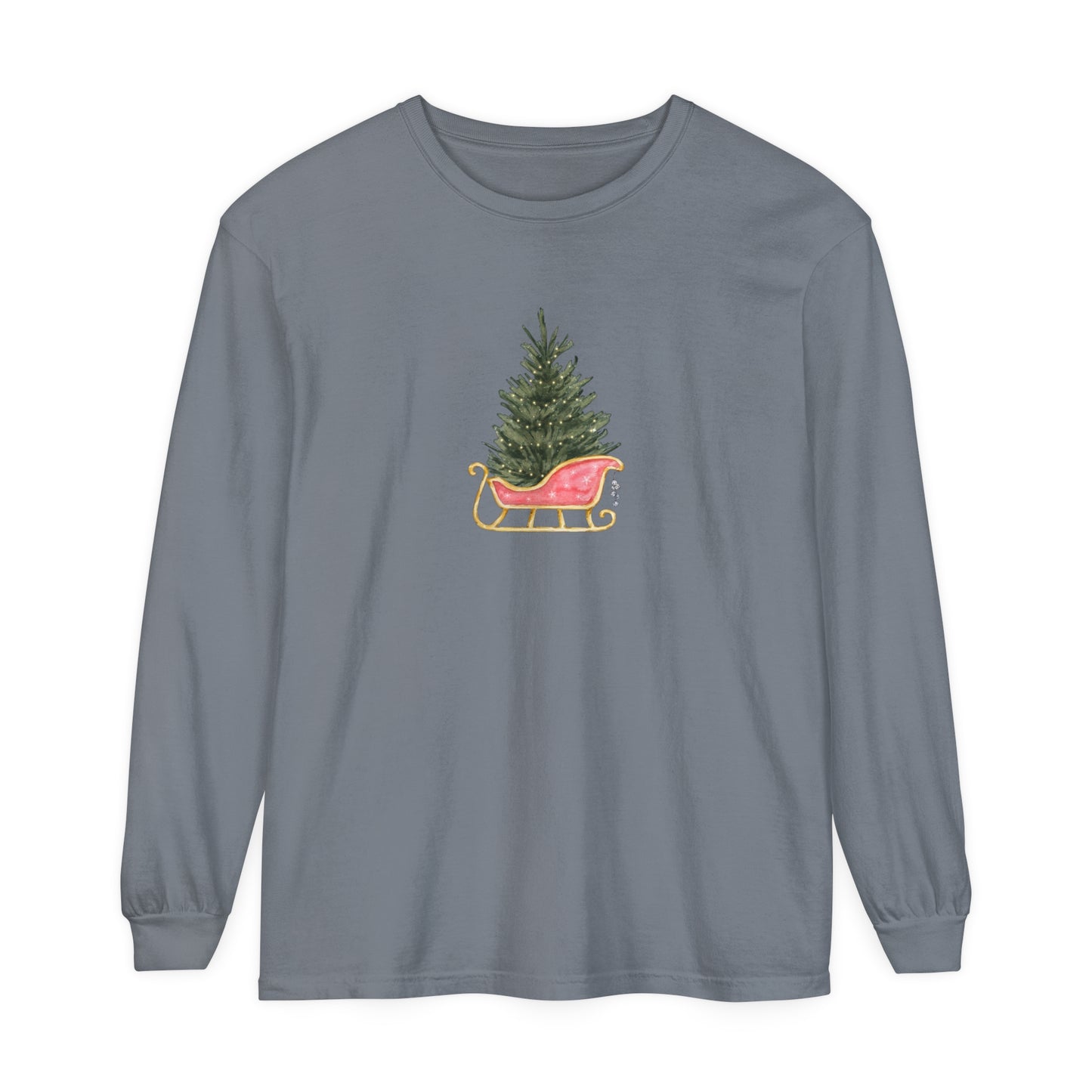 Christmas Tree in Sleigh Long Sleeve T-Shirt