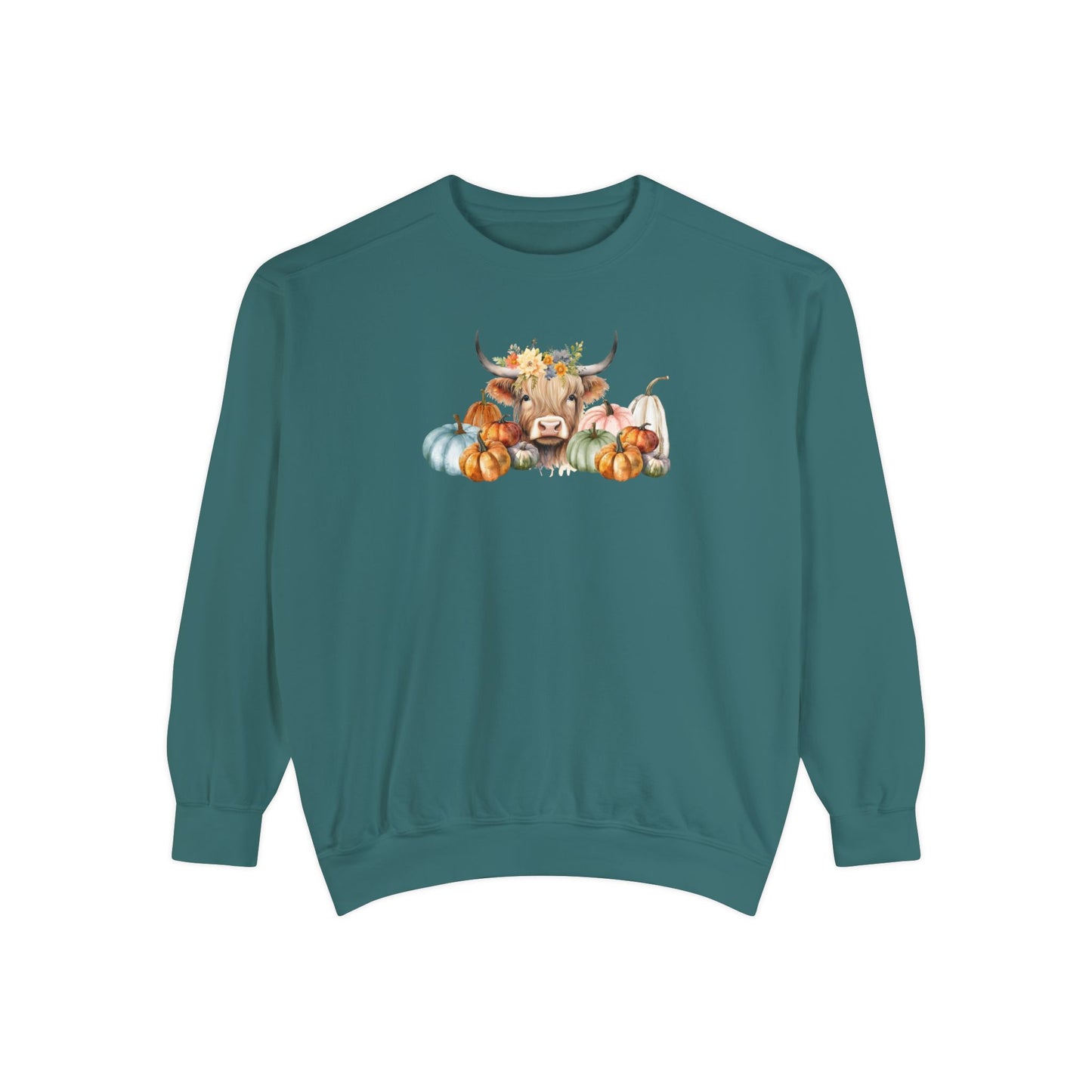 Highland Cow with Pumpkins Sweatshirt