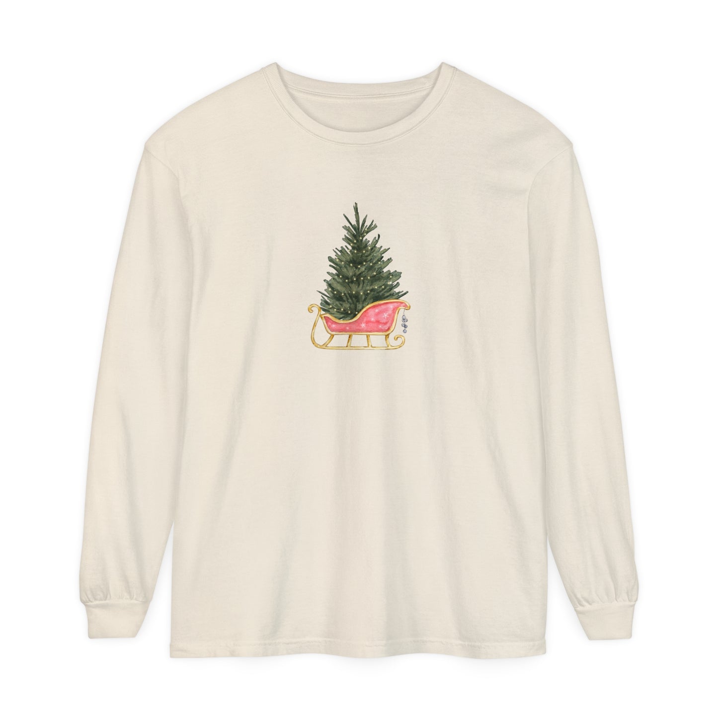 Christmas Tree in Sleigh Long Sleeve T-Shirt