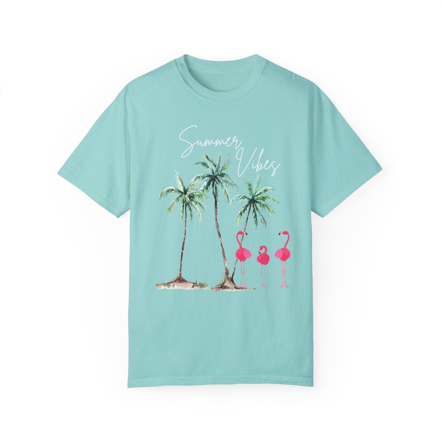 Summer Vibes Palms and Flamingos T-Shirt