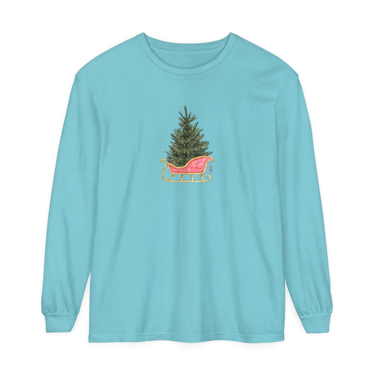 Christmas Tree in Sleigh Long Sleeve T-Shirt