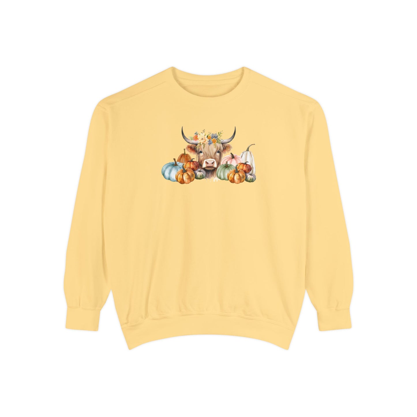 Highland Cow with Pumpkins Sweatshirt