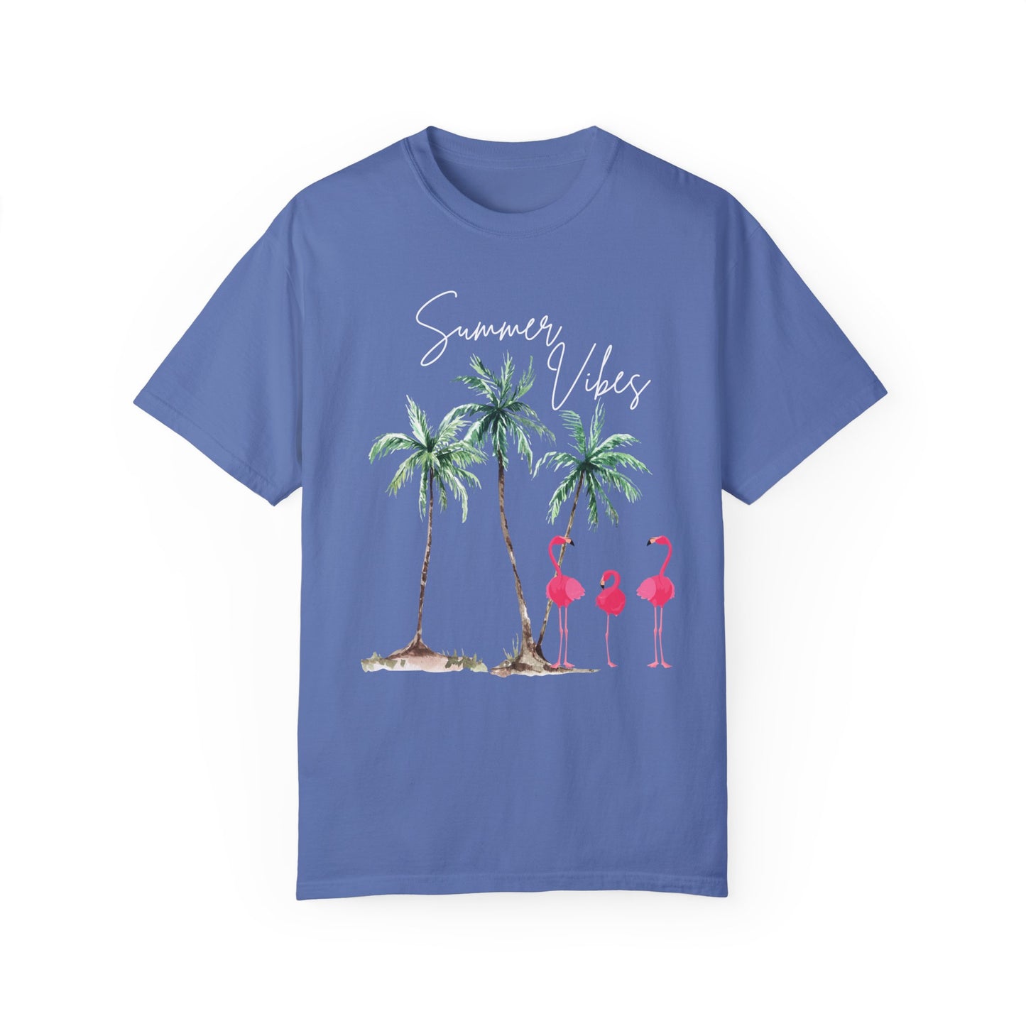 Summer Vibes Palms and Flamingos T-Shirt