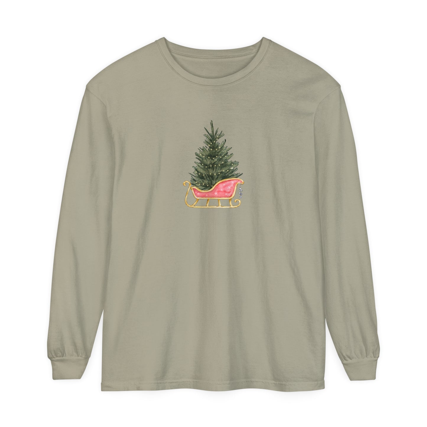 Christmas Tree in Sleigh Long Sleeve T-Shirt