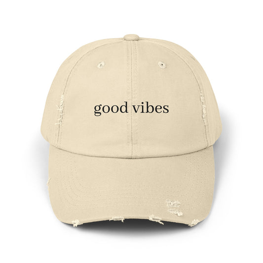 Good Vibes Unisex Distressed Hat