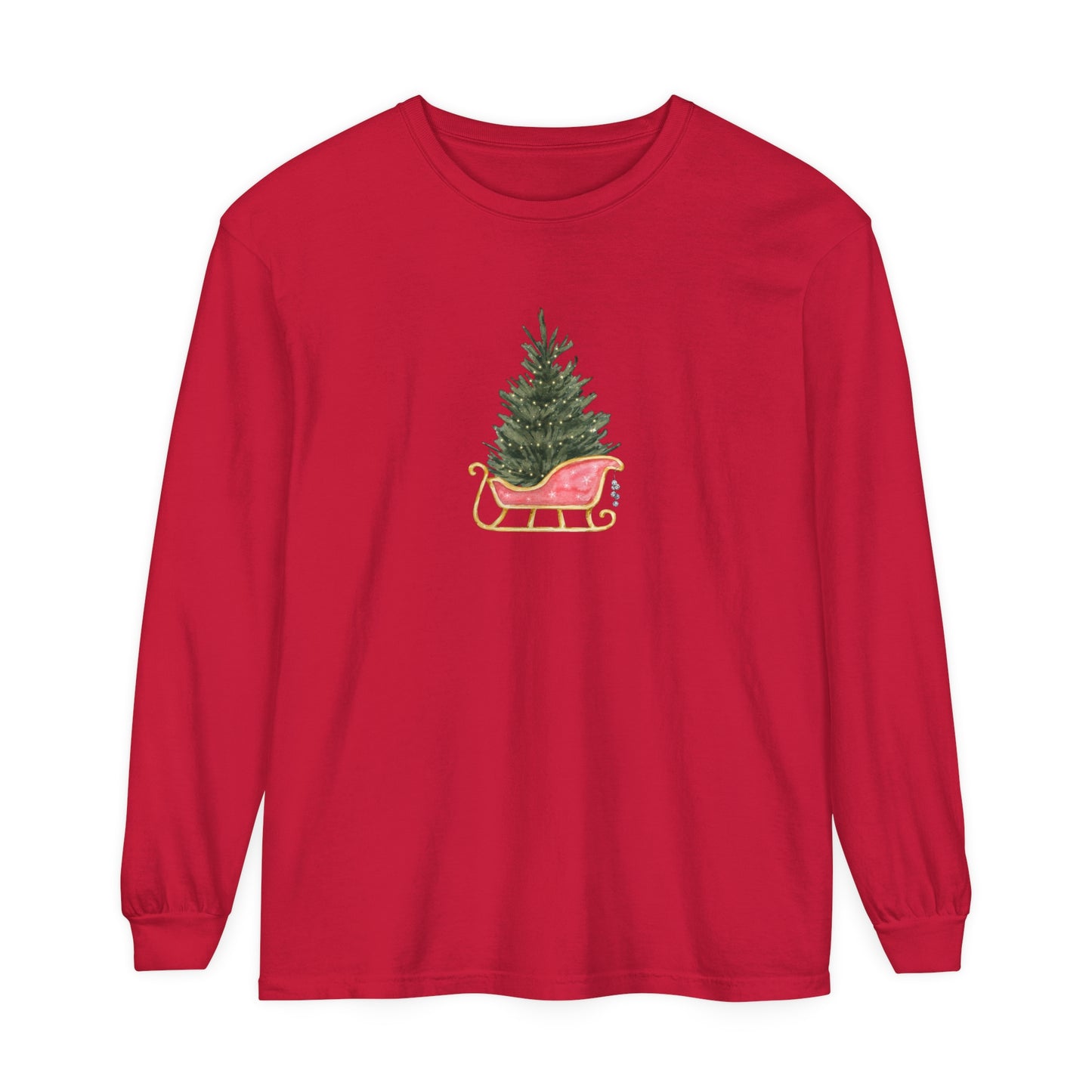 Christmas Tree in Sleigh Long Sleeve T-Shirt