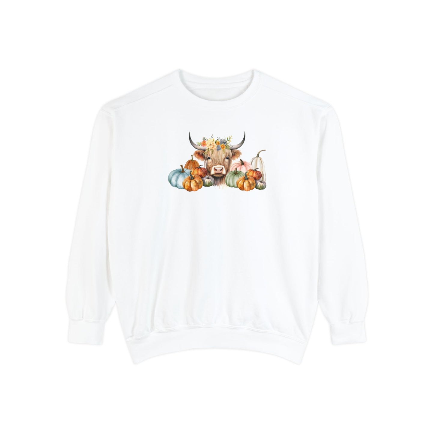 Highland Cow with Pumpkins Sweatshirt