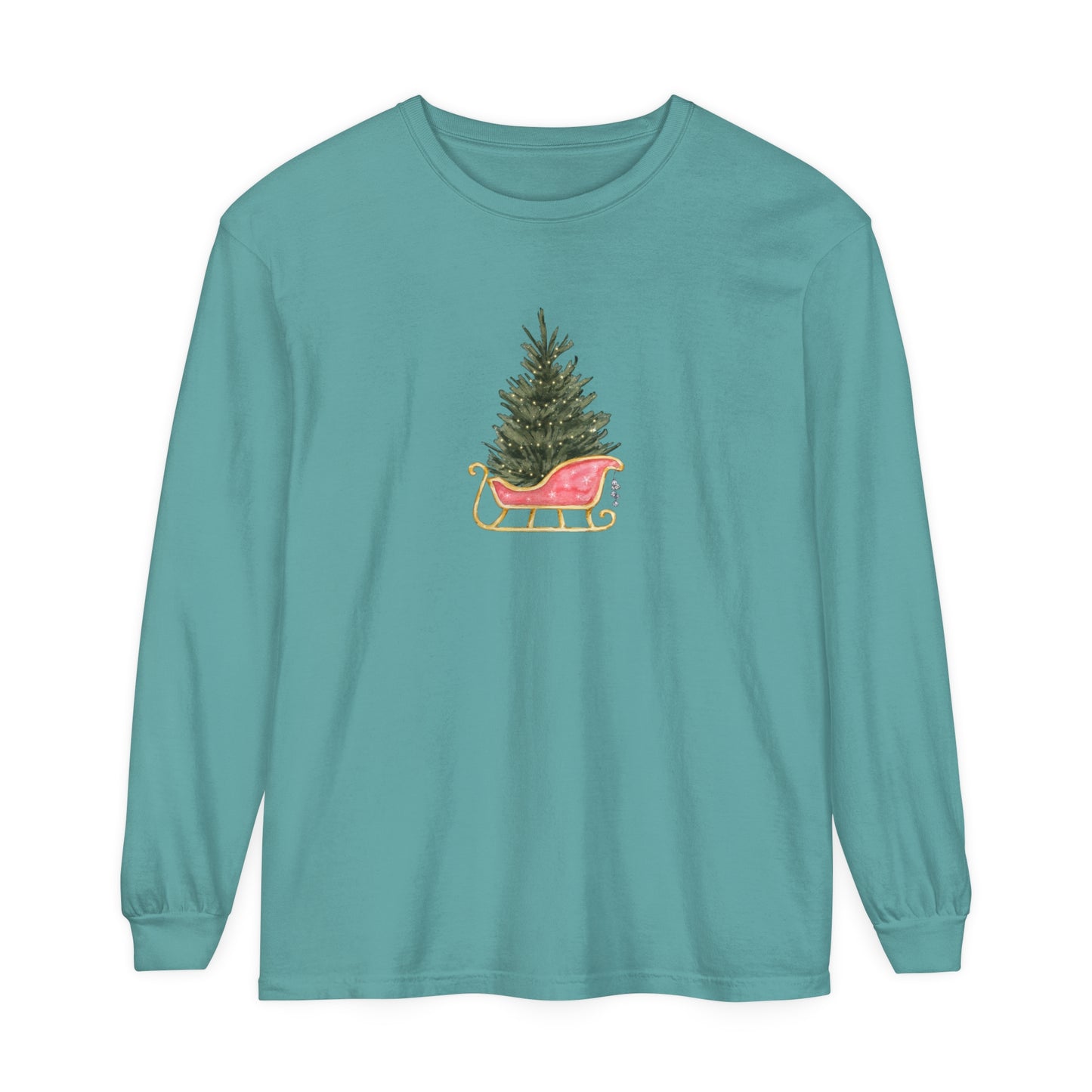 Christmas Tree in Sleigh Long Sleeve T-Shirt