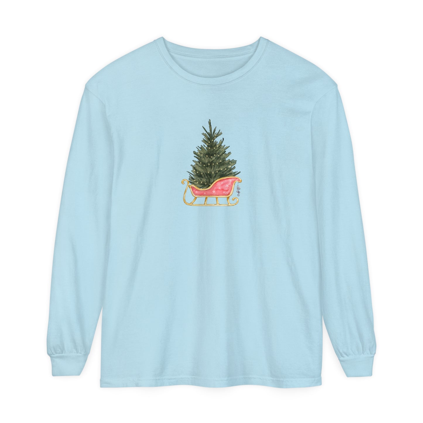 Christmas Tree in Sleigh Long Sleeve T-Shirt